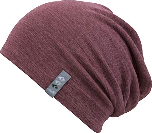 FEINZWIRN leichte Beanie Mütze in modernen Mustern und Farben - (Bordeaux) von FEINZWIRN