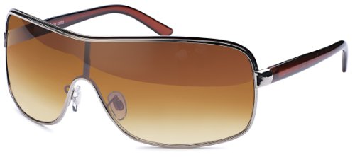 FEINZWIRN sportliche Sonnenbrille Macon mit Verlaufsglas und Monoscheibe + Brillenbeutel - Sonnenbrillen Unisex (Braun) von FEINZWIRN