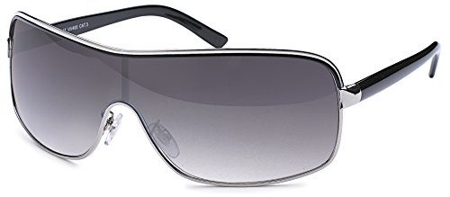 FEINZWIRN sportliche Sonnenbrille Macon mit Verlaufsglas und Monoscheibe + Brillenbeutel - Sonnenbrillen Unisex (Schwarz) von FEINZWIRN