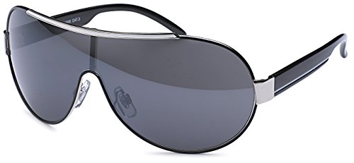 FEINZWIRN sportliche Sonnenbrille Novara mit Verlaufsglas und Monoscheibe + Brillenbeutel - Sonnenbrillen (schwarz-ohne-Verlauf) von FEINZWIRN