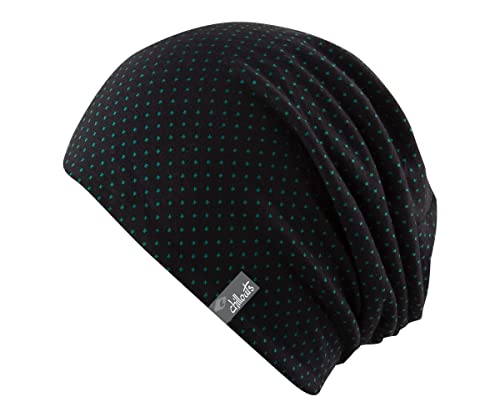 Feinzwirn Florence - leichte Beanie Mütze für Damen bzw. unisex, schwarz-gepunktet, Einheitsgröße von FEINZWIRN