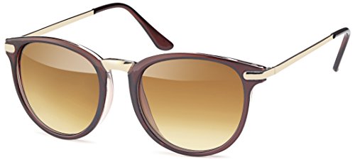 Vintage Sonnenbrille im angesagten 60er Style mit trendigen bronzefarbenden Metallbügeln Panto - Retro Brille (braun-gold-Verlauf) von FEINZWIRN