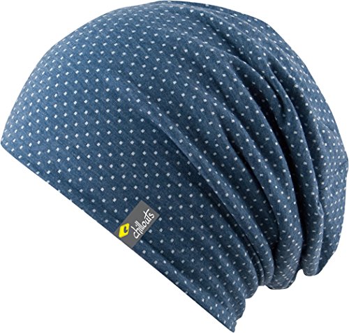 hochwertige Mütze im Beanie Style mit wunderschöner Stoffqualität (blau gepunktet) von FEINZWIRN