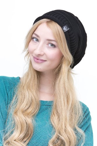 leichte Long Beanie oversize Mütze Erik - Mütze unisex (schwarz) von FEINZWIRN