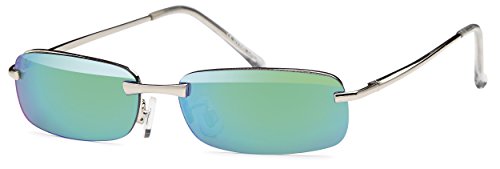 sportlich elegante Sonnenbrille "Trento" rahmenlos mit Flexbügeln + Brillenbeutel - Agent Smith Sonnenbrillen (blau-grün-silber) von FEINZWIRN