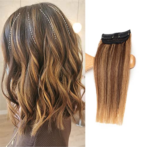 FEIPRO Kurze glatte Haarverlängerung für Damen und Herren, mit kurzem Haar, dünner werdend, Remy-Echthaar, für dickes Haar, natürliche Clip, unsichtbar, 10,2 cm von FEIPRO