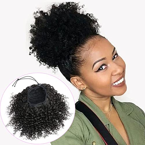 FEIPRO Natürlicher Pferdeschwanz mit Kordelzug, 100 % Echthaar, für afrikanische schwarze Frauen, Mädchen, Kinder, kurze Afro-Puffs, Haarknoten mit 2 stabilen Kämmen (20,3 cm, #1B natürliches Schwarz) FEIPRO Natürlicher Pferdeschwanz mit Kordelzug, 100 % Echthaar, für afrikanische schwarze Frauen, Mädchen, Kinder, kurze Afro-Puffs, Haarknoten mit 2 stabilen Kämmen (20,3 cm, #1B natürliches Schwarz) von FEIPRO