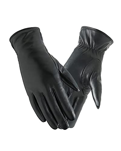 FEIQIAOSH Superweiche Leder Winterhandschuhe für Frauen Vollhand Touchscreen Warm Kaschmir Gefüttert Perfektes Aussehen, schwarz, Small von FEIQIAOSH