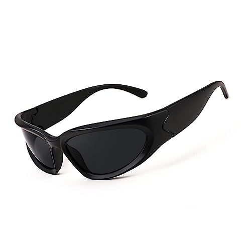 FEISEDY Schnelle Brille Rave Wraparound Futuristische Sonnenbrille Punk Sportbrille Y2K Coole Techno Brillen für Herren Damen mit UV400 Schutz B2951 von FEISEDY