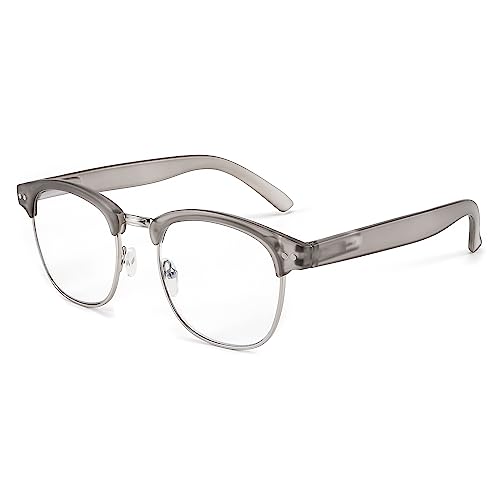 FEISEDY Blaulichtfilter Lesebrille Halbrahmen Herren Damen Nerdbrille Retro 50er 60er Computerbrille Klare Linse B0005 von FEISEDY