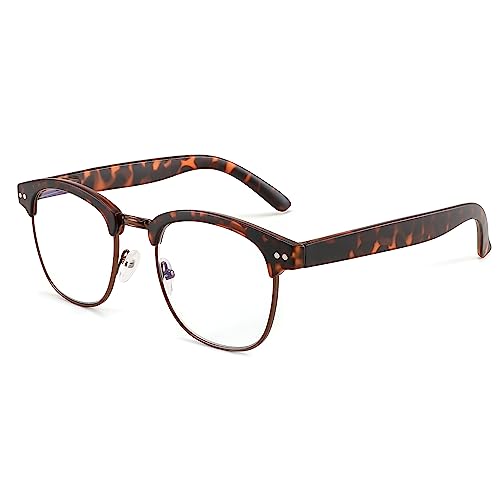 FEISEDY Blaulichtfilter Lesebrille Halbrahmen Herren Damen Nerdbrille Retro 50er 60er Computerbrille Klare Linse B0005 von FEISEDY