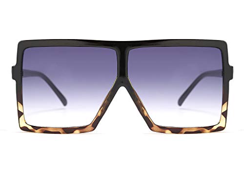 FEISEDY Übergroße Quadratisch Sonnenbrille Modisch Einteilig Flat Top Großer Rahmen UV400 Schutz Damen B2539 von FEISEDY