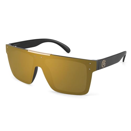 FEISEDY Flat Top Sonnenbrille Polarisiert Herren Damen Randlos Schild Sonnenbrillen Eckig Groß mit UV400 Schutz B2990 von FEISEDY