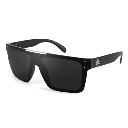 FEISEDY Flat Top Sonnenbrille Polarisiert Herren Damen Randlos Schild Sonnenbrillen Eckig Groß mit UV400 Schutz B2990 von FEISEDY