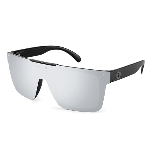 FEISEDY Flat Top Sonnenbrille Polarisiert Herren Damen Randlos Schild Sonnenbrillen Eckig Groß mit UV400 Schutz B2990 von FEISEDY