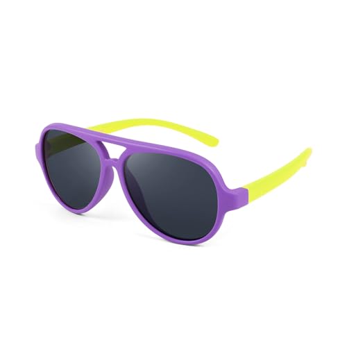 FONHCOO Sonnenbrille Kinder 5-12 Jahre Mädchen UV400 Pilotenbrille polarisiert Kinderbrille Jungen Superleichte TR90 Kindersonnenbrille 