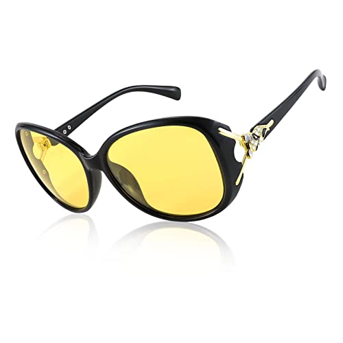 FEISEDY Klassische Polarisierte Nachtsichtbrille Damen Sonnenbrille für Autofahren Gehen mit Gelbe Linse B2730 von FEISEDY