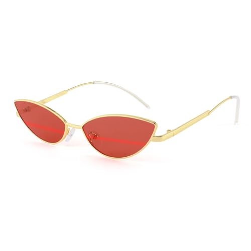 FEISEDY Kleine Katzenauge Sonnenbrille Vintage Mode Designer Metallic Cateye Konzert Brille für Damen mit Bogen Bügel B2298 von FEISEDY