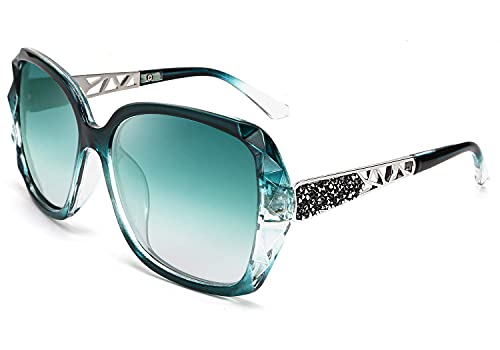 FEISEDY Sonnenbrille Damen Polarisiert Klassisch Groß Frauen Sonnenbrillen mit Strass Rahmen und UV400 Schutz B2289 von FEISEDY