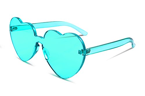 FEISEDY Randlose Herz Sonnenbrille Love Brille Erandlose Herz Sonnenbrille Transparente Linse Damen Herren B2419 von FEISEDY