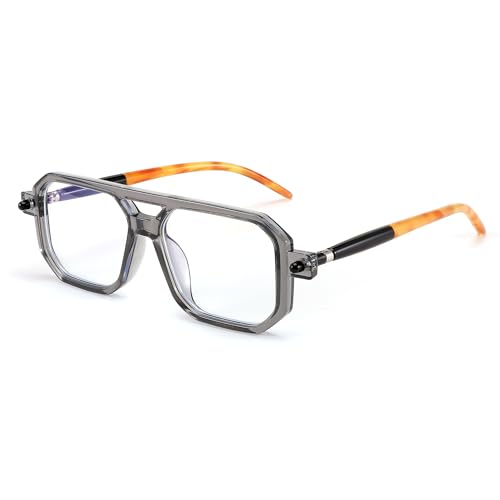 FEISEDY Retro 70er 80er Blaufilterbrille Damen Herren Flache Rechteckige Brillen ohne Stärke Blockiert Blaueslicht Computerbrille B0062 von FEISEDY