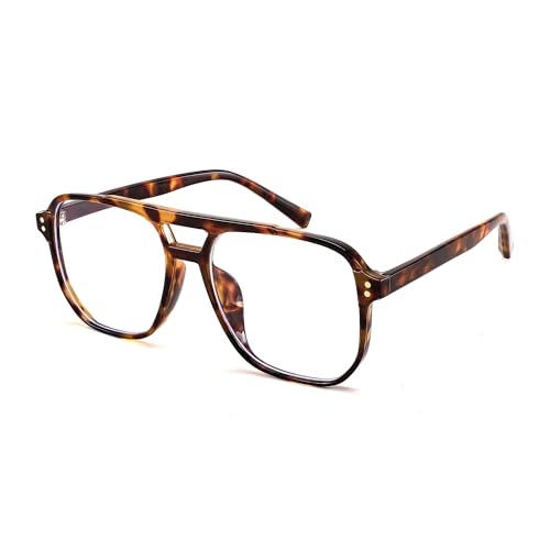 FEISEDY Retro 70er 80er Blaulichtfilter Brille Damen Ohne Stärke Herren Computerbrille B2866 von FEISEDY