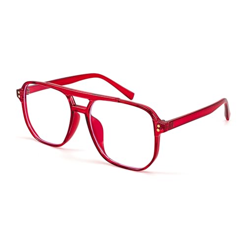 FEISEDY Retro 70er 80er Blaulichtfilter Brille Damen Ohne Stärke Herren Computerbrille B2866 von FEISEDY
