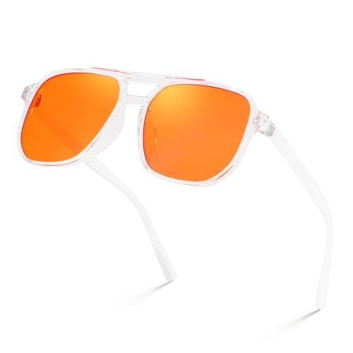 FEISEDY Retro 70er Blaulichtfilter Brille 99.99% Blaulicht-Blockierende Gaming Brillen Computerbrille für Herren Damen Amber Getönt G2835 von FEISEDY