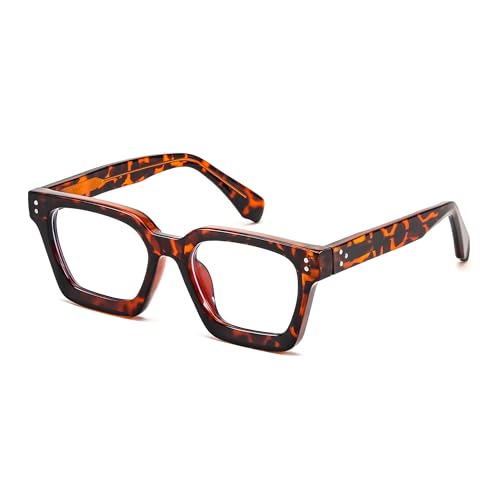 FEISEDY Blaulichtfilter Nerdbrille Herren Damen Chunky Quadratisch Blaulicht-Blockierende Computerbrille Gaming Brille B0101 von FEISEDY