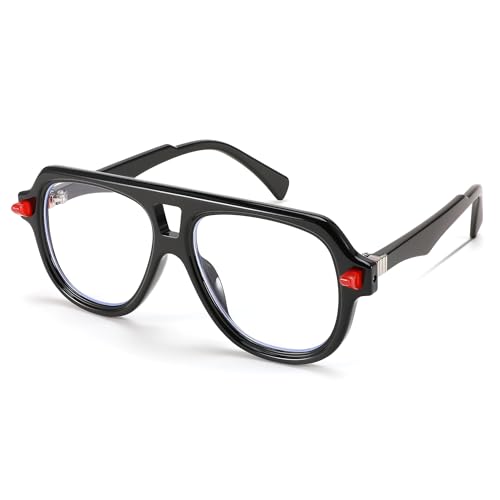 FEISEDY Retro 70er Jahre Blaulichtfilterbrille Übergroße Blaulichtbrille PC Gaming Computerbrille für Damen Herren B0039 von FEISEDY