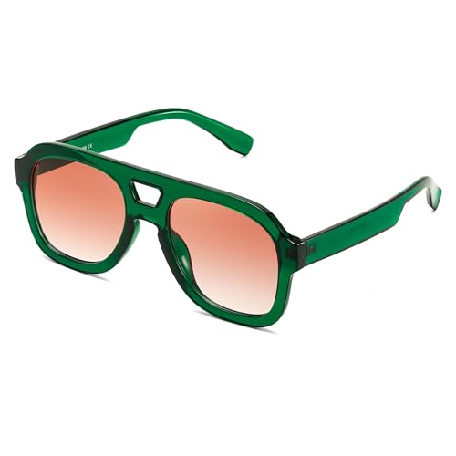 FEISEDY Retro 70er Jahre Brille Damen Herren Vintage Trendy Sonnenbrille mit Doppelbrücke und UV400-Schutz B2846 von FEISEDY