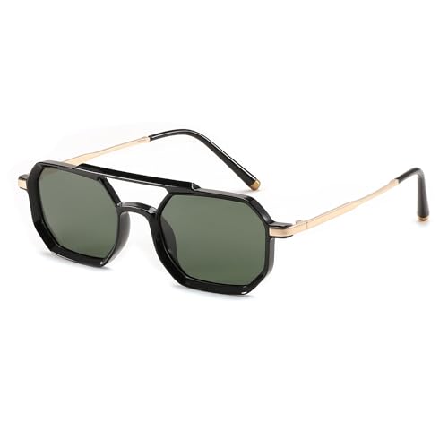 FEISEDY Retro 70er Jahre Brille Polarisiert Damen Herren Vintage Sonnenbrille Metallrahmen mit Doppelbrücke UV400 Schutz B0137 von FEISEDY