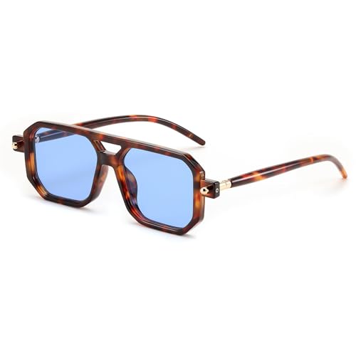 FEISEDY Retro 70er Jahre Sonnebrille Damen Herren Vintage Flache Quadratische Brille mit UV400-Schutz B2622 von FEISEDY