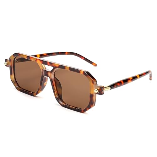 FEISEDY Retro 70er Jahre Sonnebrille Damen Herren Vintage Flache Quadratische Brille mit UV400-Schutz B2622 von FEISEDY