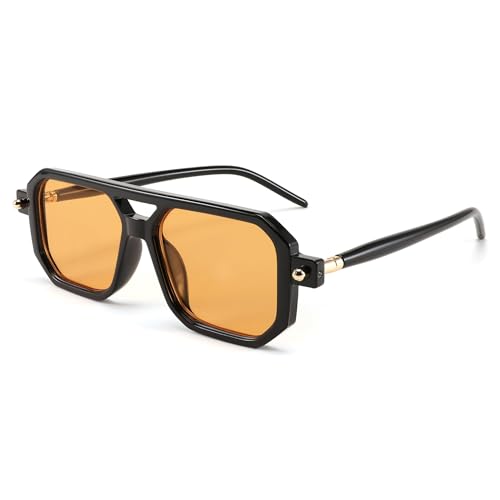 FEISEDY Retro 70er Jahre Sonnebrille Damen Herren Vintage Flache Quadratische Brille mit UV400-Schutz B2622 von FEISEDY