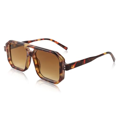 FEISEDY Retro 70er Jahre Sonnenbrille Damen Herren Vintage Flache Quadratische Brille UV400 Schutz B2939 von FEISEDY