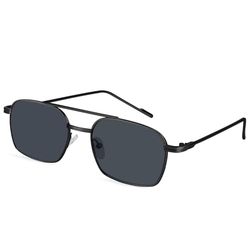 FEISEDY Retro 70er Jahre Sonnenbrille Quadratisch Damen Herren Vintage Brillen mit Metallrahmen UV400 Schutz B1036 von FEISEDY