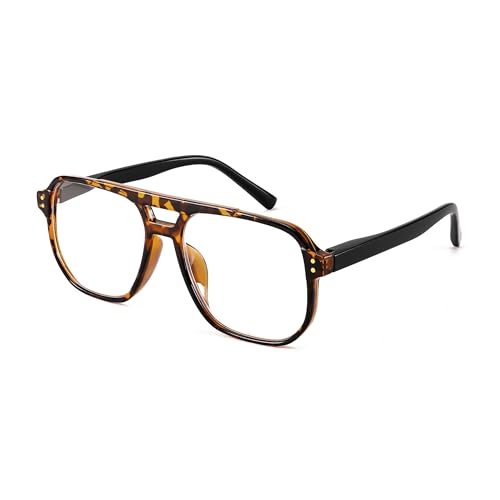 FEISEDY Retro 70er Lesebrille Blaulichtfilter Brille Herren Damen Quadratisch Nerdbrille Computerbrille mit Klare Linse B0071 von FEISEDY