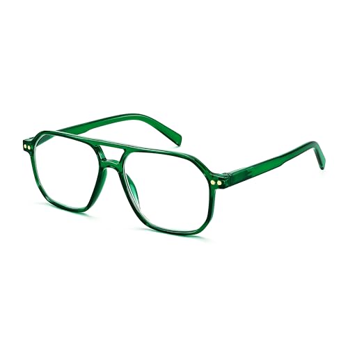 FEISEDY Retro 70er Lesebrille Blaulichtfilter Brille Quadratisch Herren Damen Nerdbrille Computerbrille mit Klare Linse B0068 von FEISEDY