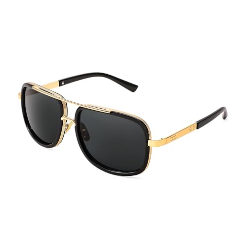 FEISEDY Retro 70er Sonnenbrille Herren Damen Quadratisch Gold Vintage Sonnenbrillen mit Metallrahmen UV400 Schutz B2321 von FEISEDY