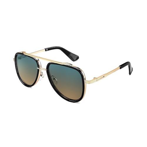 FEISEDY Retro 70er Sonnenbrille Herren Gold Vintage Klassische Sonnenbrillen Mode Metallrahmen UV400 Schutz B0036 von FEISEDY