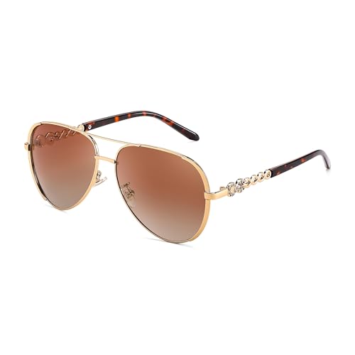 FEISEDY Retro 70er Sonnenbrille Polarisiert Damen Klassische Vintage Sonnenbrillen mit Metallrahmen UV400 Schutz B4147 von FEISEDY