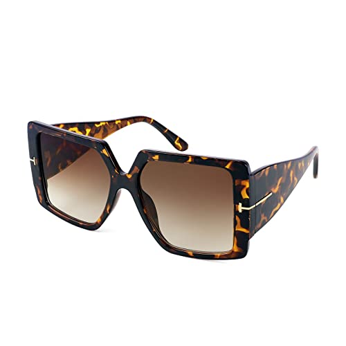 FEISEDY Retro Sonnenbrille Damen Groß Square Oversized Sonnenbrille für Frauen Männer B4036 von FEISEDY