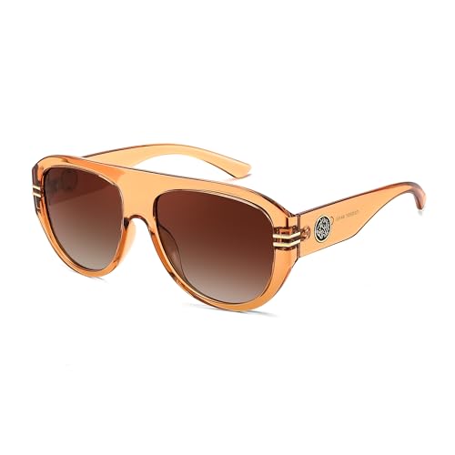 FEISEDY Retro Sonnenbrille Polarisiert Damen Herren Trendy 70s Vintage Designer Brille Groß mit UV400-Schutz B4150 von FEISEDY
