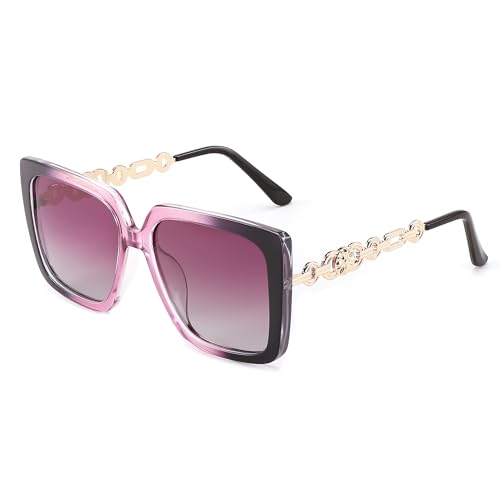 FEISEDY Sonnenbrille Damen Polarisiert Groß Quadratische Brille Vintage Mode Luxus Sonnenbrillen mit UV400 Schutz B0003 von FEISEDY