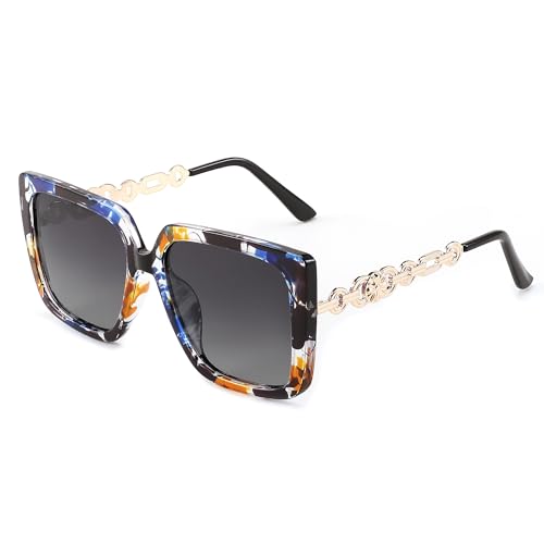 FEISEDY Sonnenbrille Damen Polarisiert Groß Quadratische Brille Vintage Mode Luxus Sonnenbrillen mit UV400 Schutz B0003 von FEISEDY