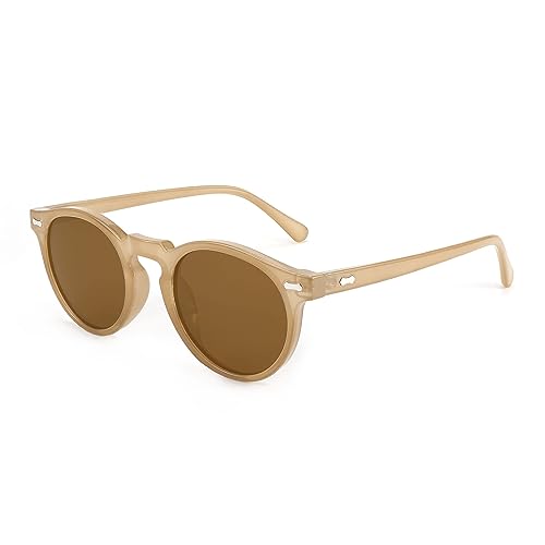 FEISEDY Sonnenbrille Damen Polarisiert Runde Brille Herren Vintage Klein mit UV400 Schutz B2355 von FEISEDY