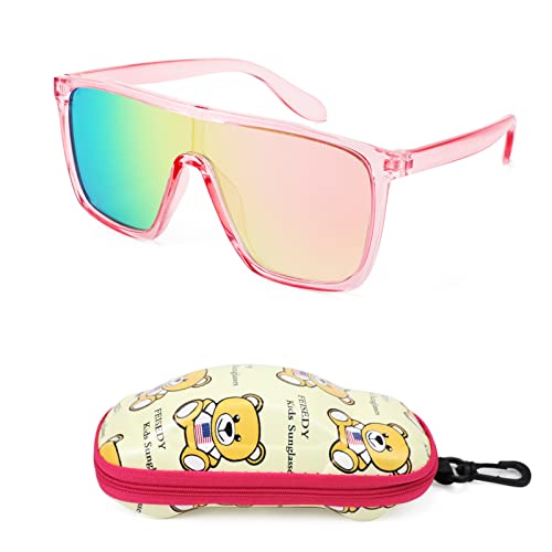 FEISEDY Sonnenbrille Kind Coole Brille Eckig für Jungen und Mädchen 3-10 Jahre mit UV400 Schutz B2812 von FEISEDY