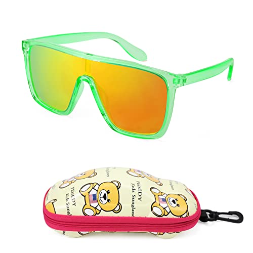 FEISEDY Sonnenbrille Kind Coole Brille Eckig für Jungen und Mädchen 3-10 Jahre mit UV400 Schutz B2812 von FEISEDY