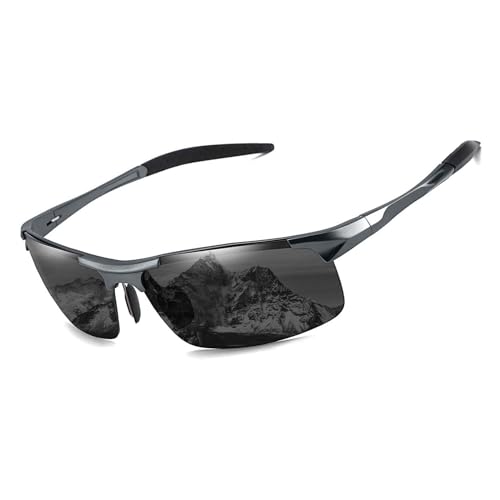 FEISEDY Polarisierte Sonnenbrille Fahrradbrille für Herren Damen AL-MG Rahmen UV400 Schutz Gebrauch Zum Laufbrille Fischen Wandern und Radsport Brillen B2442 von FEISEDY